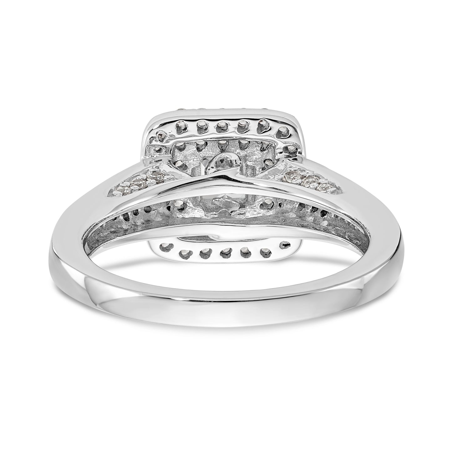 14K White Gold CZ Princess Halo Engagement Ring