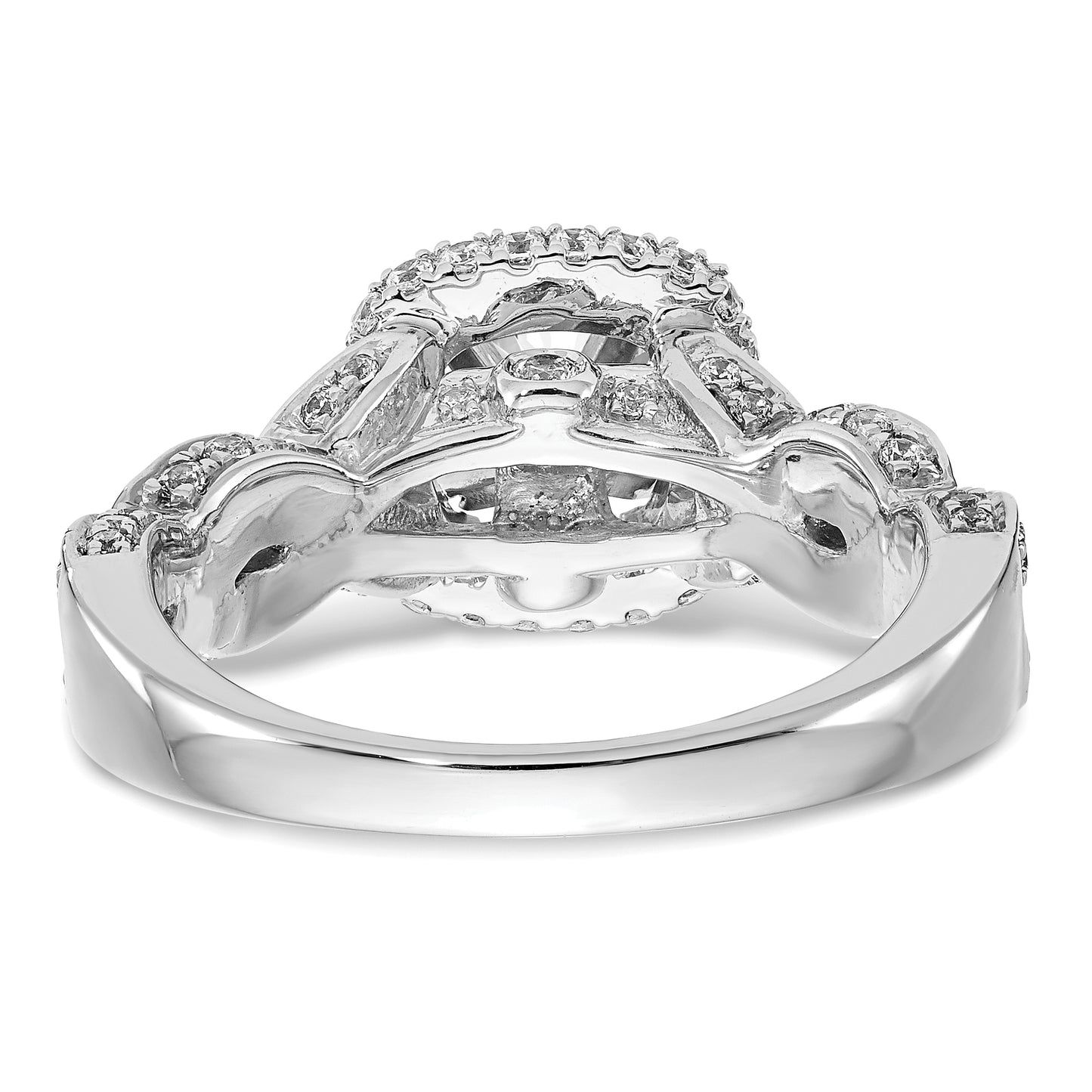 14K White Gold Diamond Cushion CZ Halo Engagement Ring