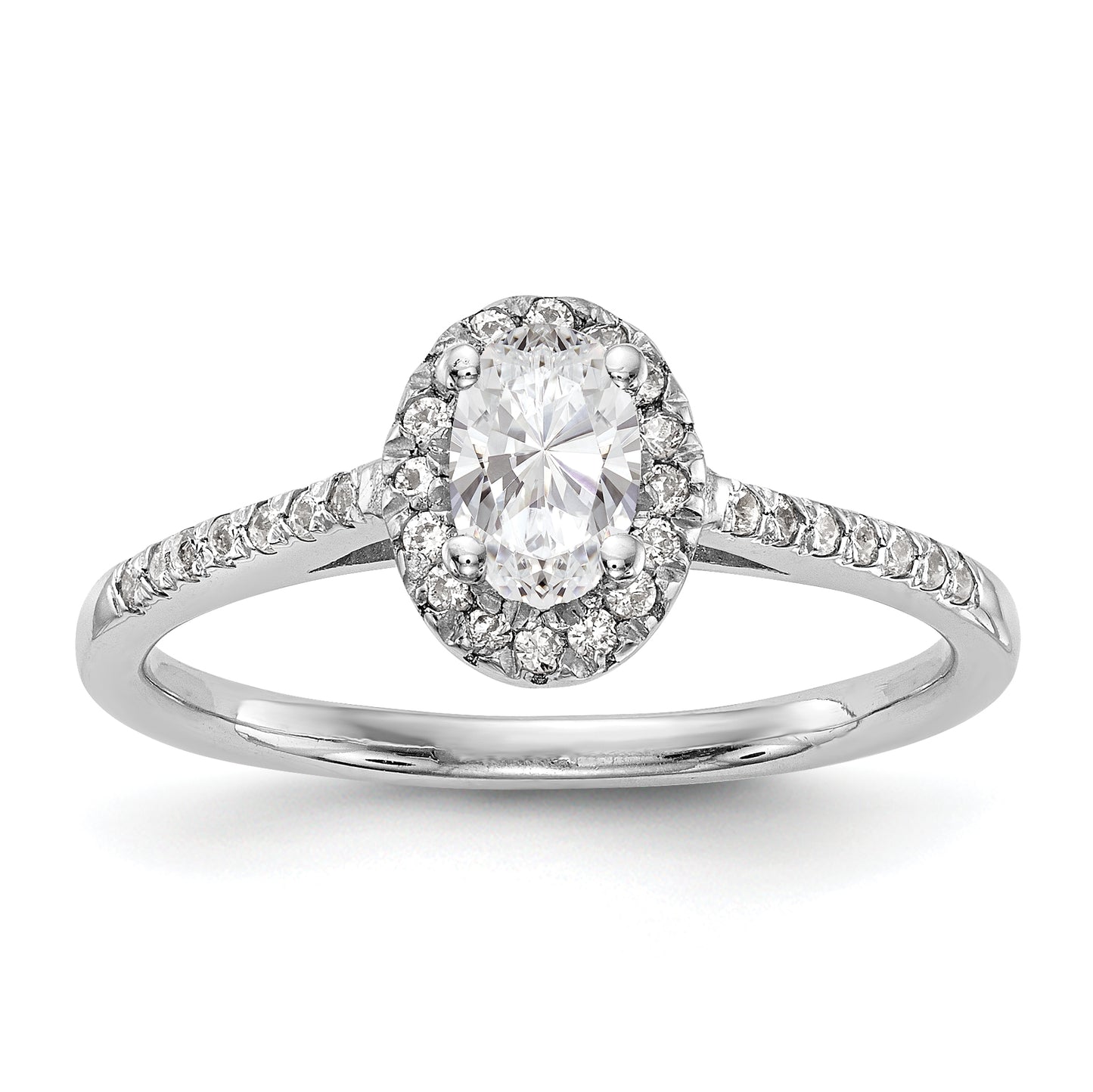 14K White Gold Diamond Oval CZ Oval Halo Engagement Ring