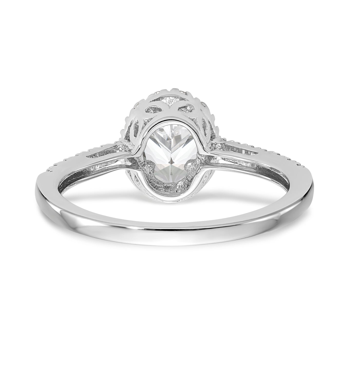 14K White Gold Diamond Oval CZ Oval Halo Engagement Ring