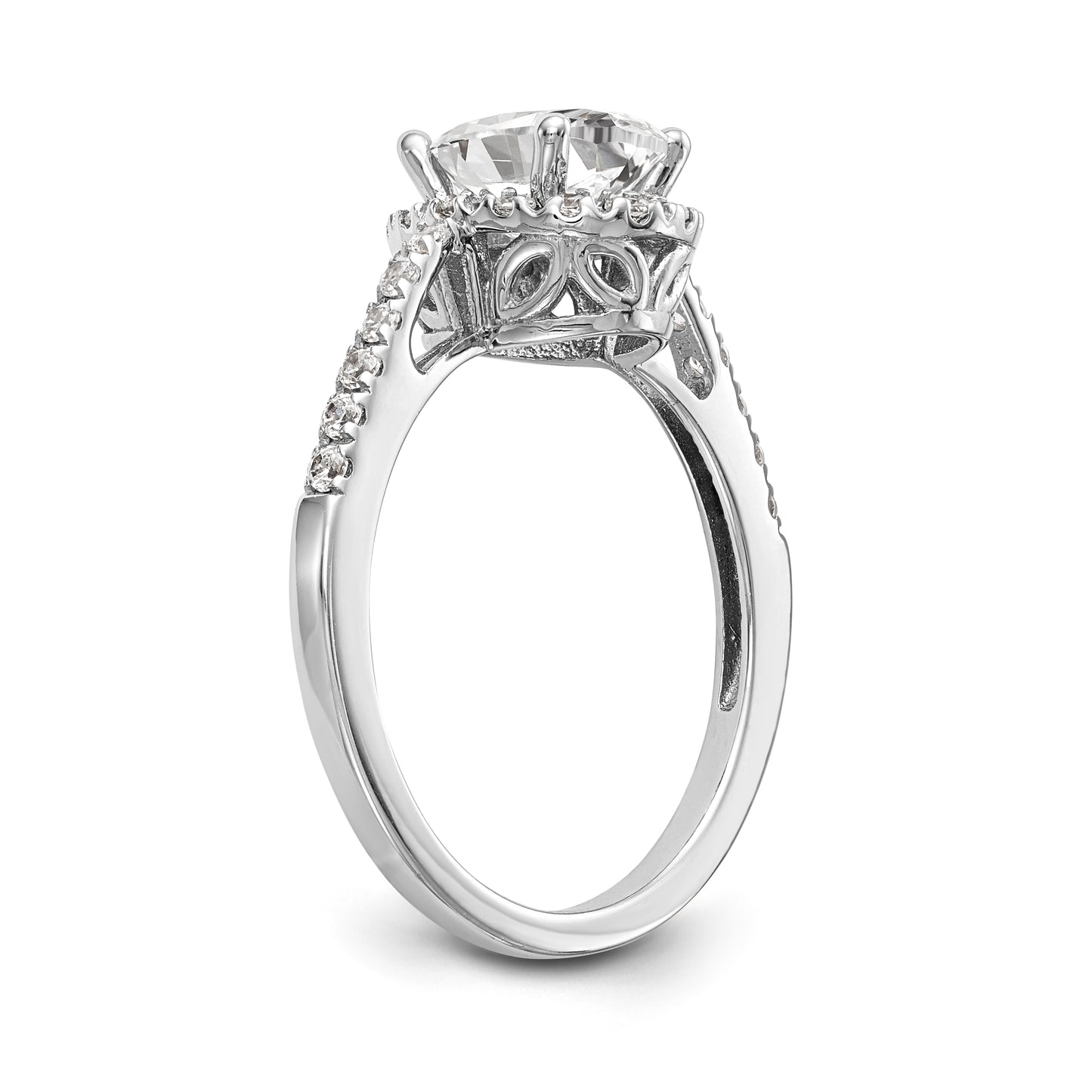 14K White Gold Diamond Oval CZ Oval Halo Engagement Ring