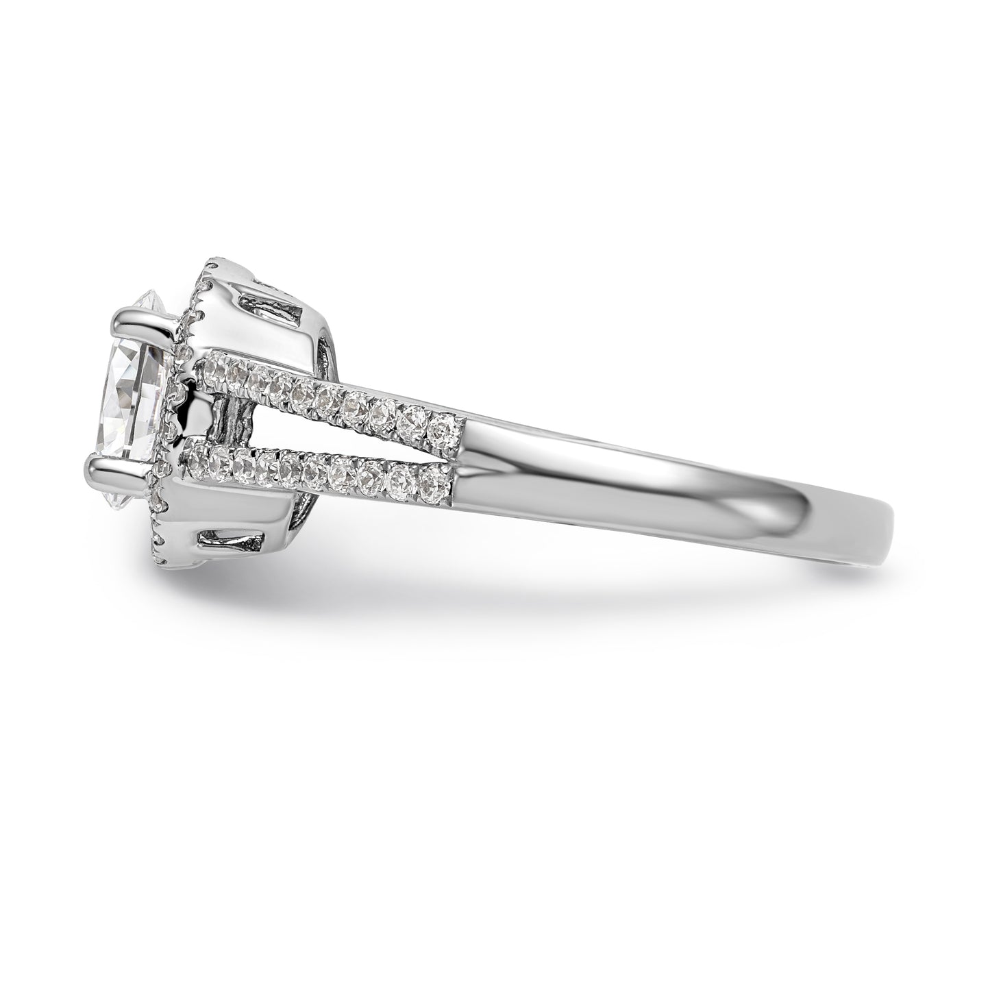 14K White Gold Diamond Oval CZ Oval Halo Engagement Ring