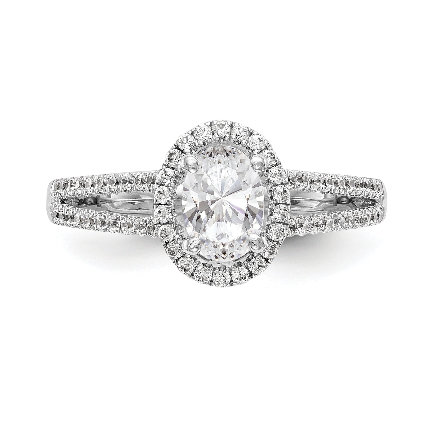 14K White Gold Diamond Oval CZ Oval Halo Engagement Ring