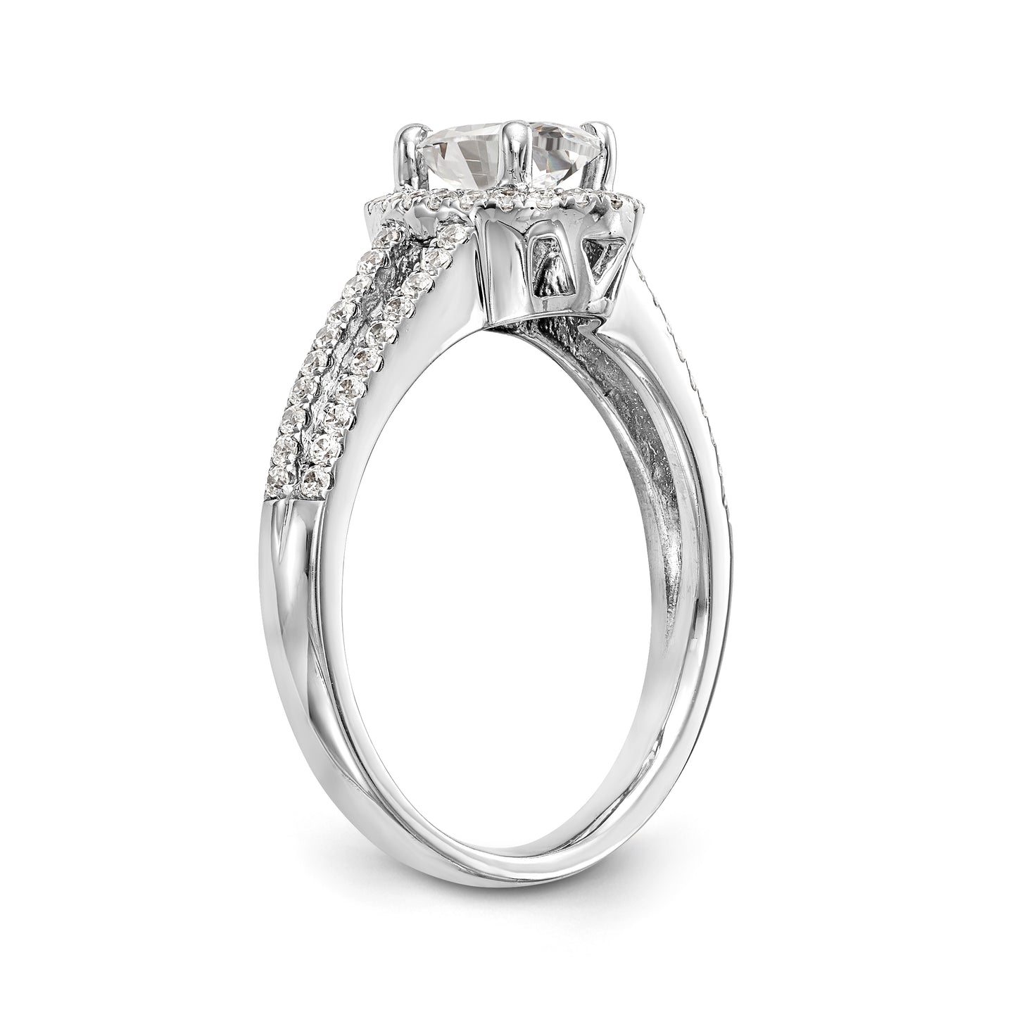 14K White Gold Diamond Oval CZ Oval Halo Engagement Ring