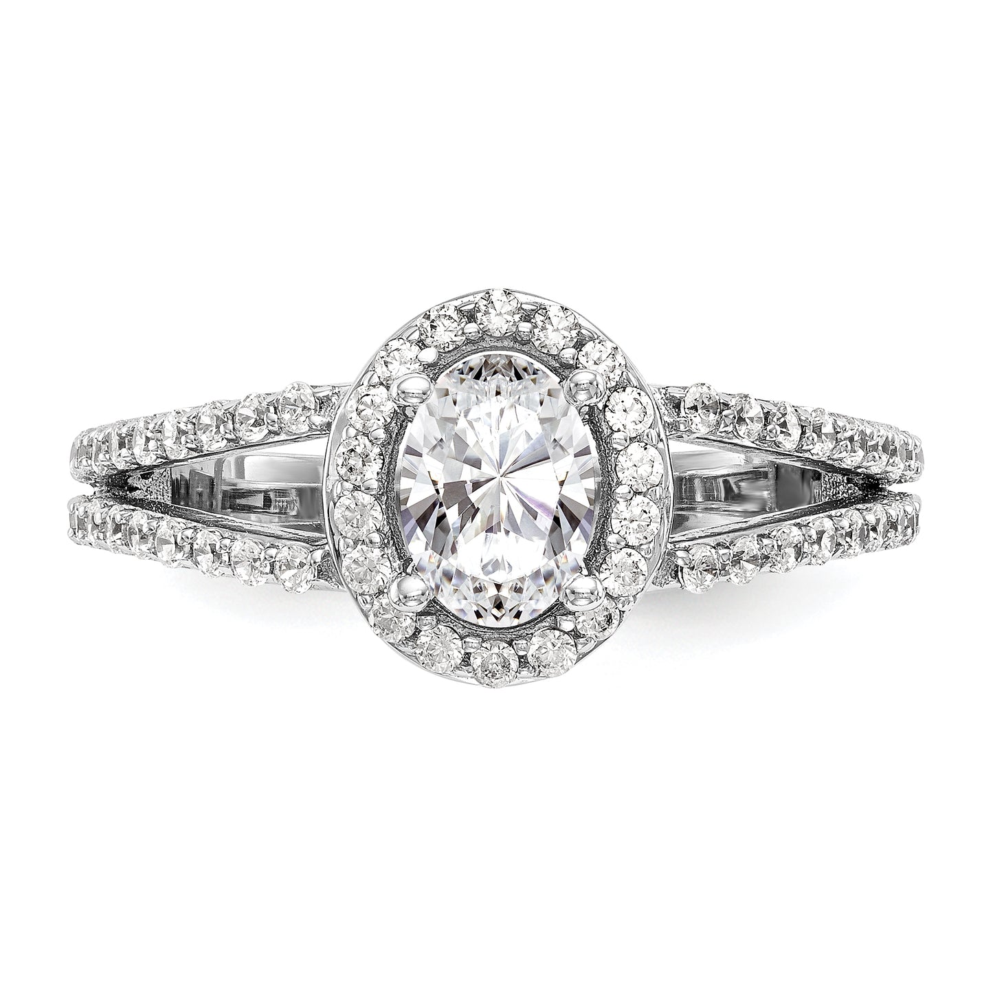 14K White Gold Diamond Oval CZ Oval Halo Engagement Ring