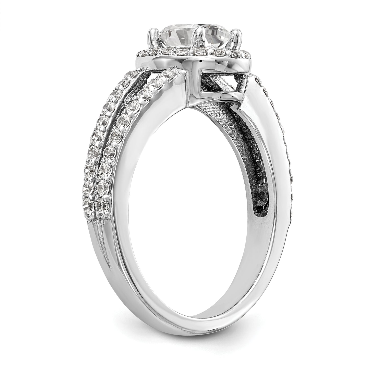 14K White Gold Diamond Oval CZ Oval Halo Engagement Ring