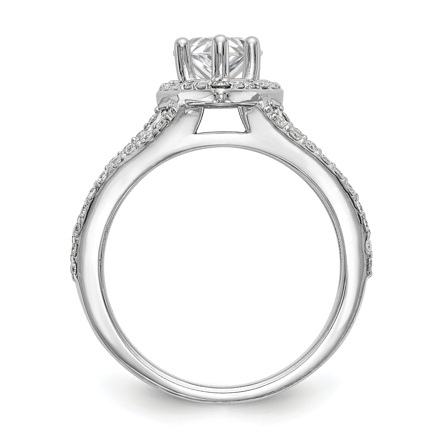 14K White Gold Diamond Pear CZ Pear Halo Engagement Ring