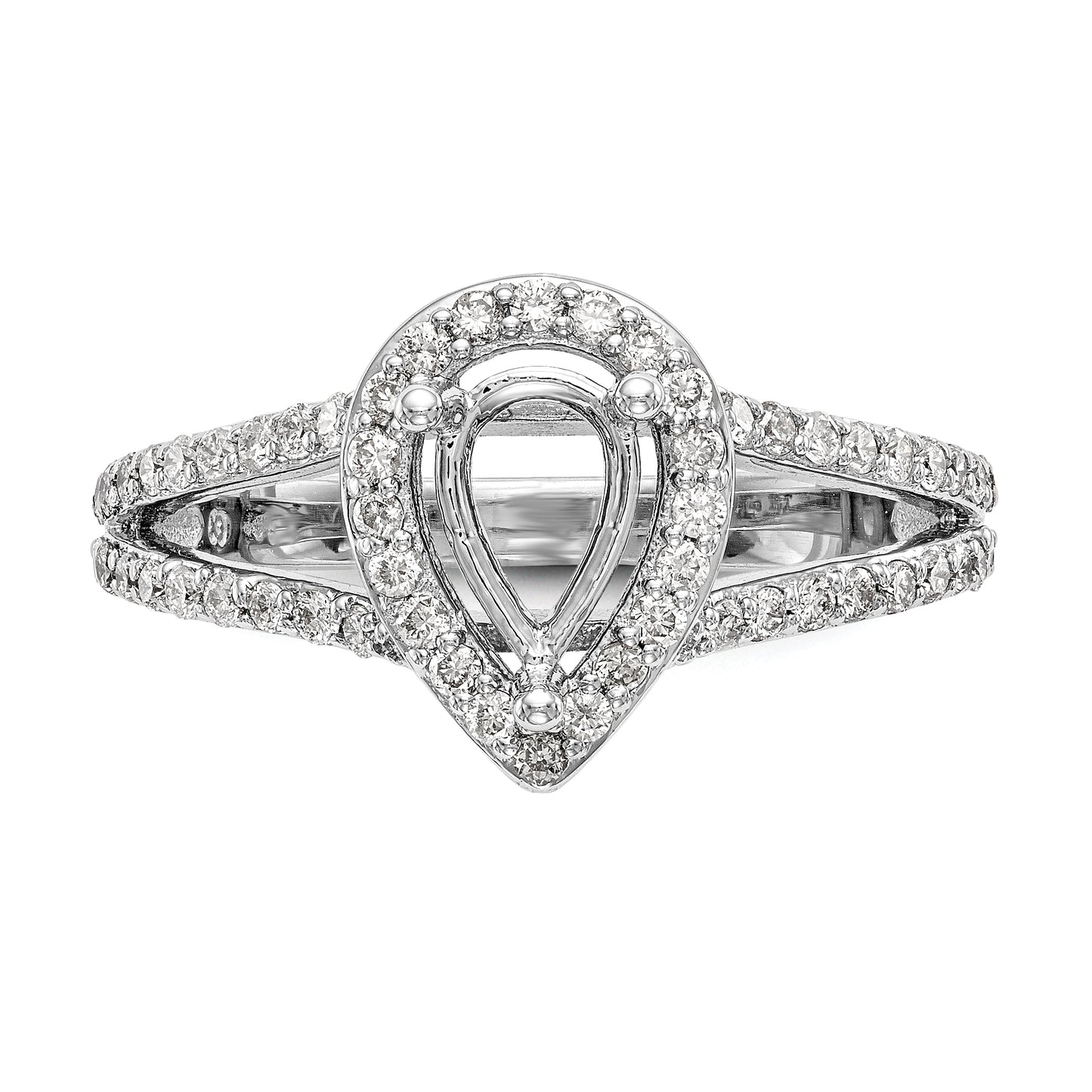 14K White Gold Diamond Pear CZ Pear Halo Engagement Ring