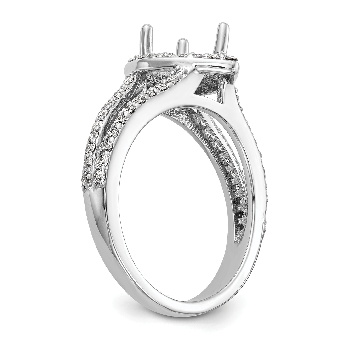 14K White Gold Diamond Pear CZ Pear Halo Engagement Ring