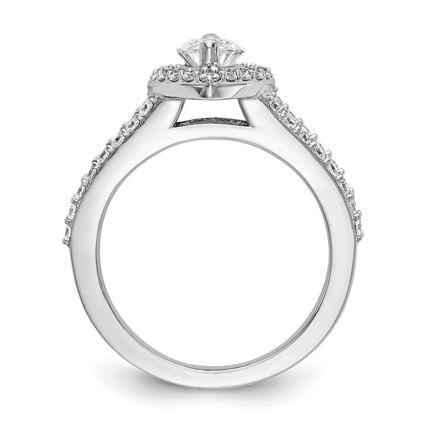 14K White Gold Diamond Marquise CZ Halo Engagement Ring