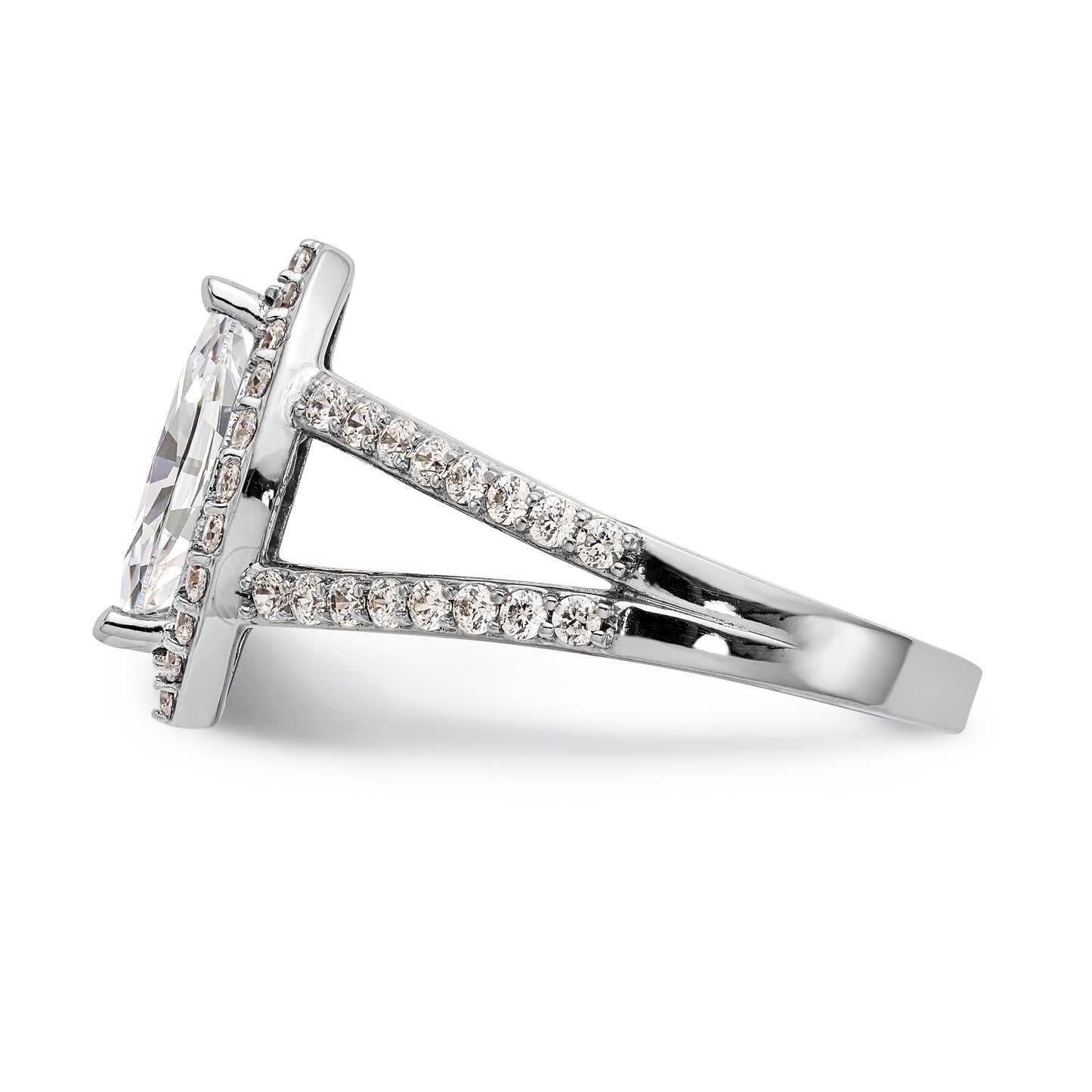 14K White Gold Diamond Marquise CZ Halo Engagement Ring