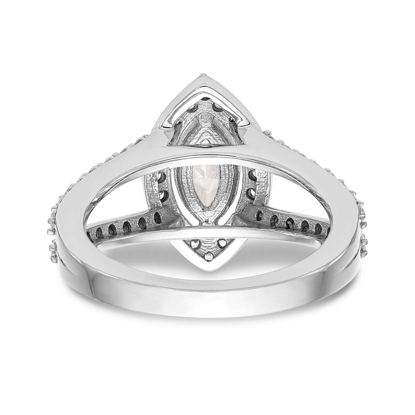 14K White Gold Diamond Marquise CZ Halo Engagement Ring