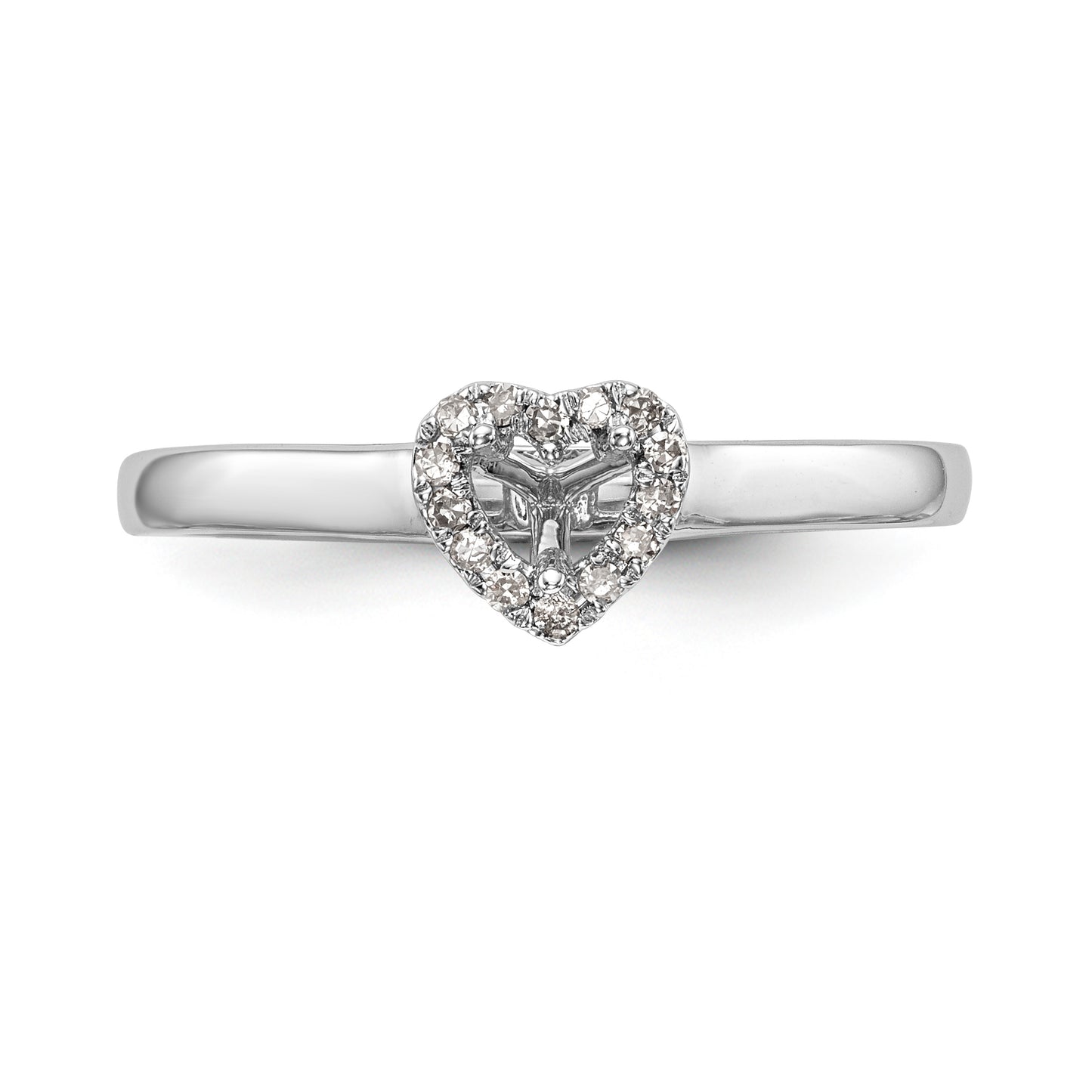 14K White Gold Diamond Heart CZ Halo Engagement Ring