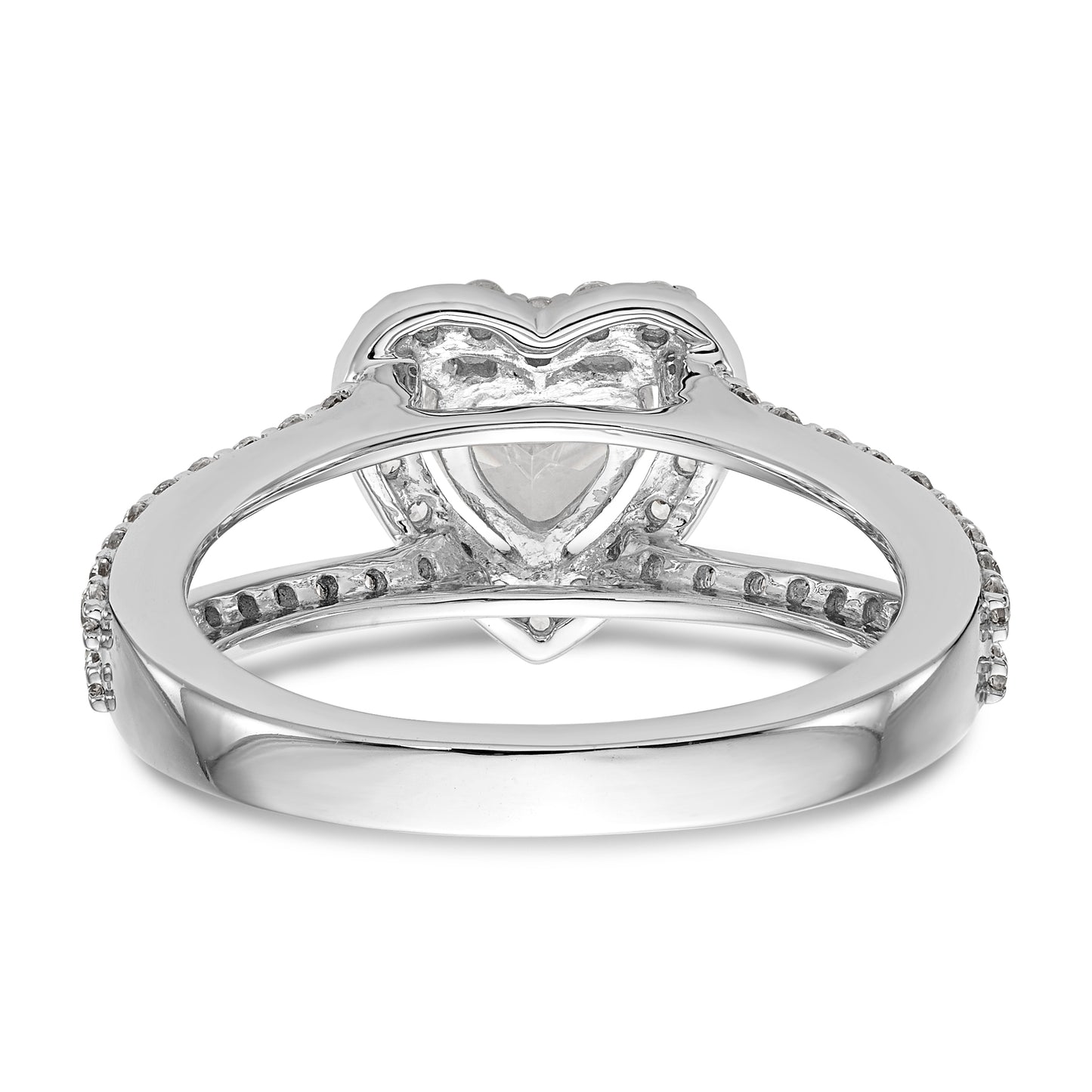 14K White Gold Diamond Heart CZ Halo Engagement Ring