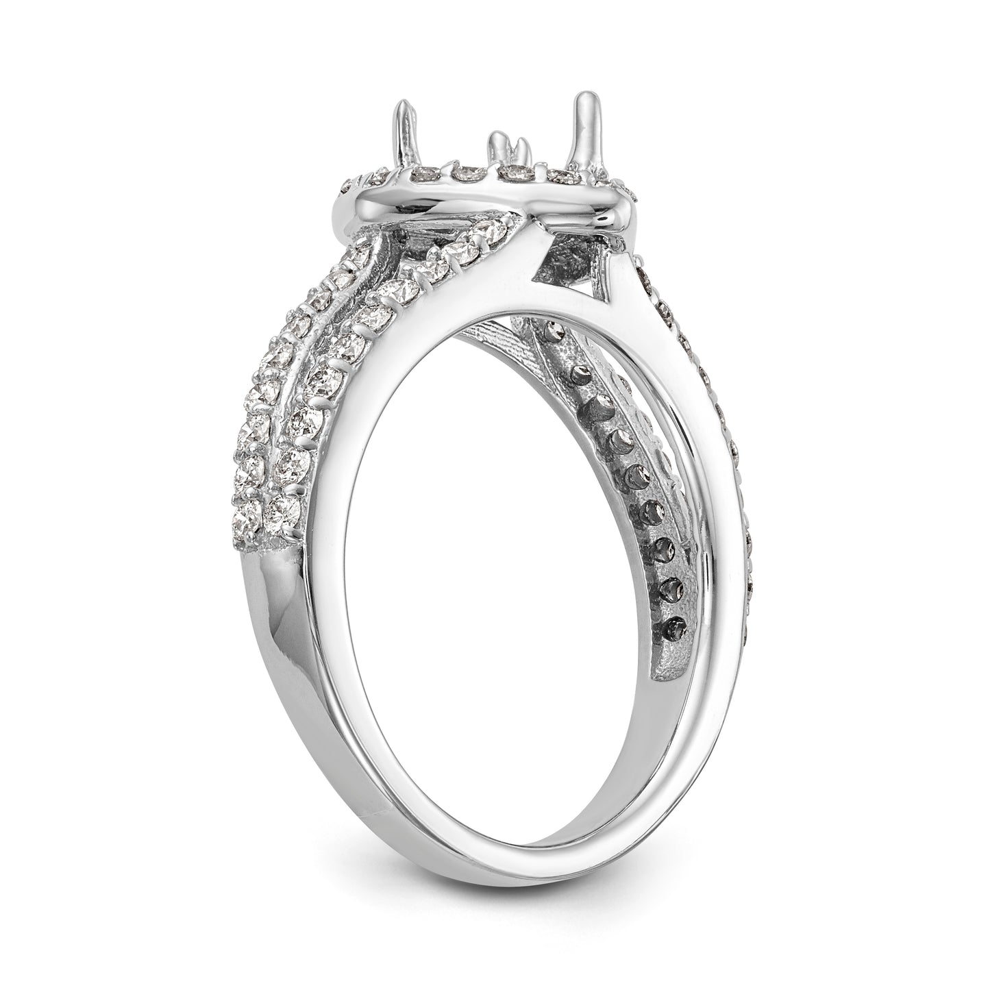 14K White Gold Diamond Heart CZ Halo Engagement Ring