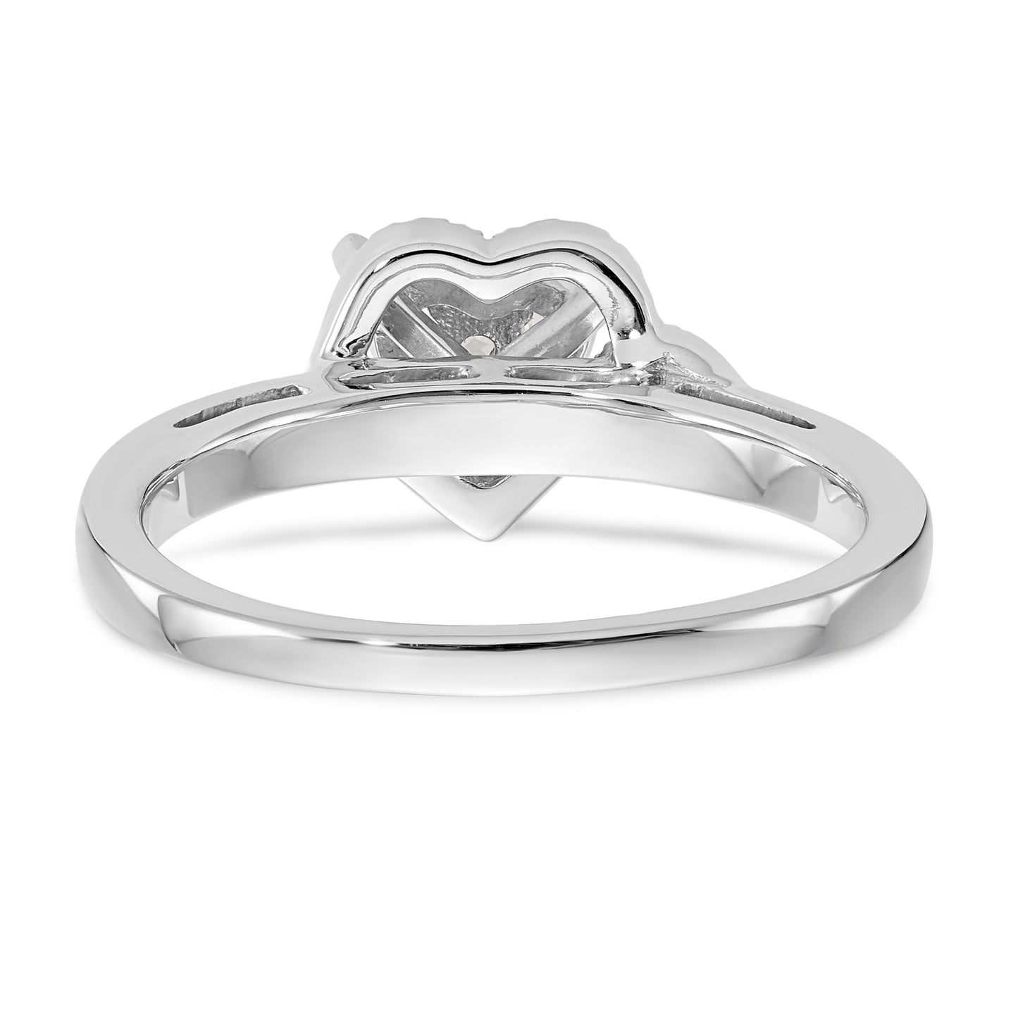 14K White Gold Diamond Heart CZ Halo Engagement Ring