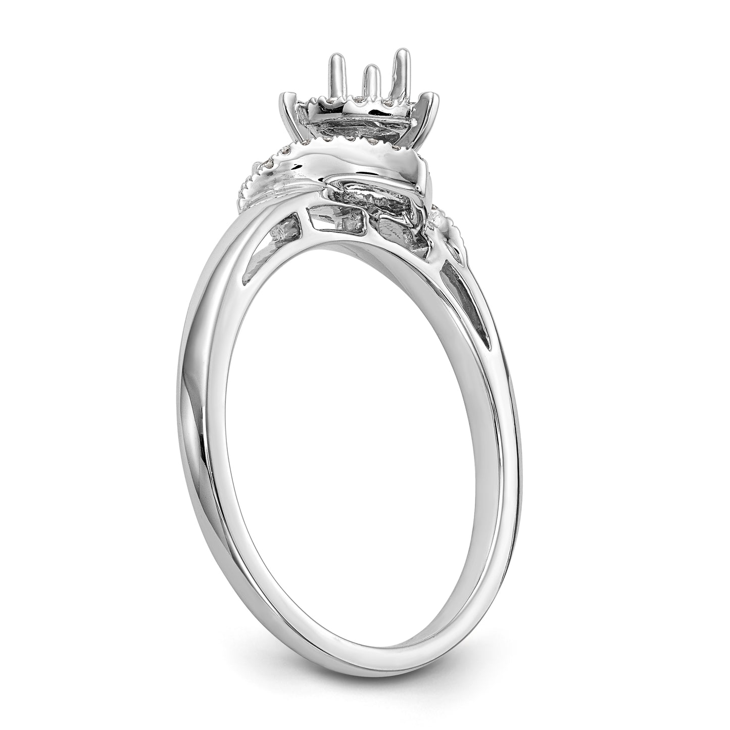 14K White Gold Diamond Heart CZ Halo Engagement Ring