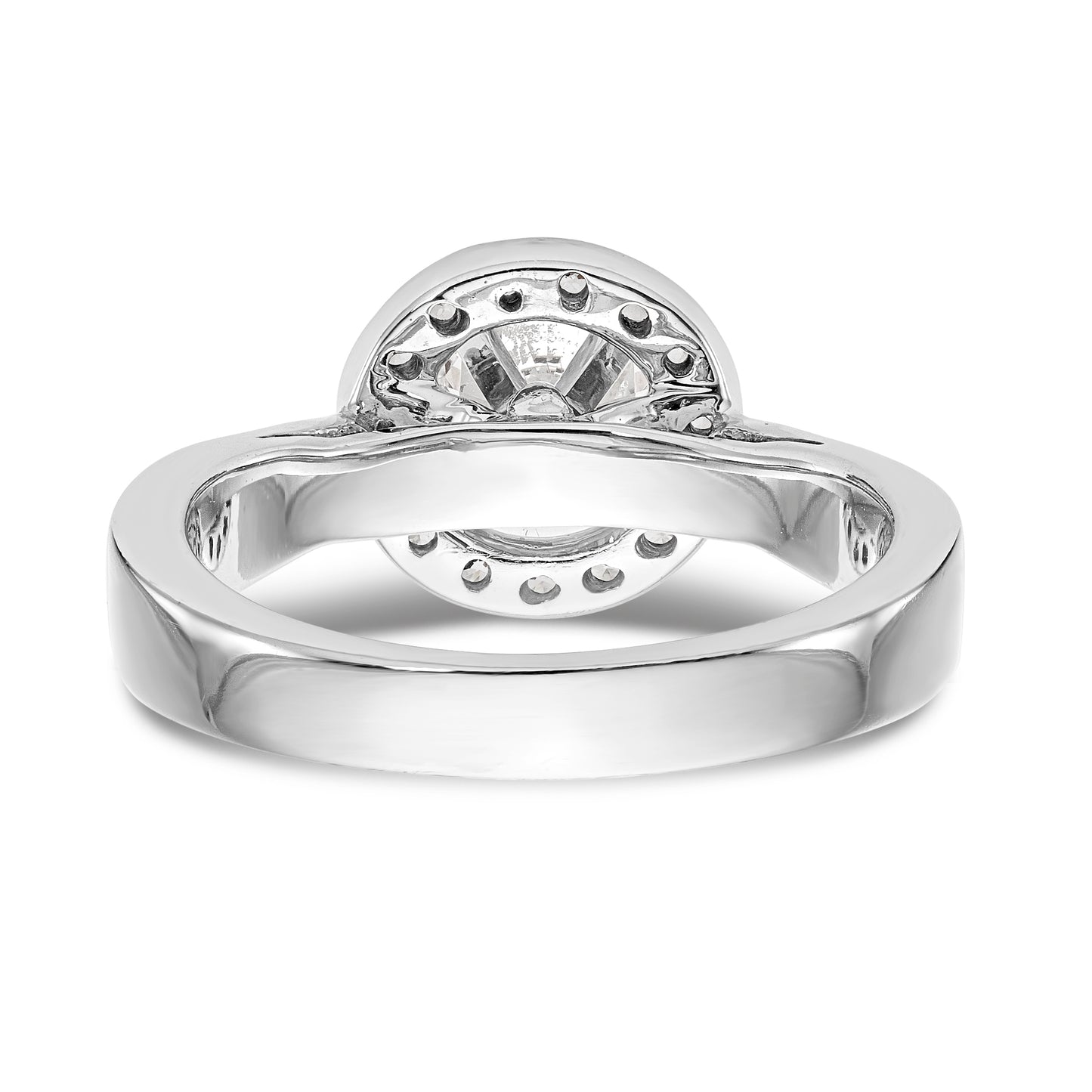 14K White Gold Round Simulated Diamond Halo Engagement Ring