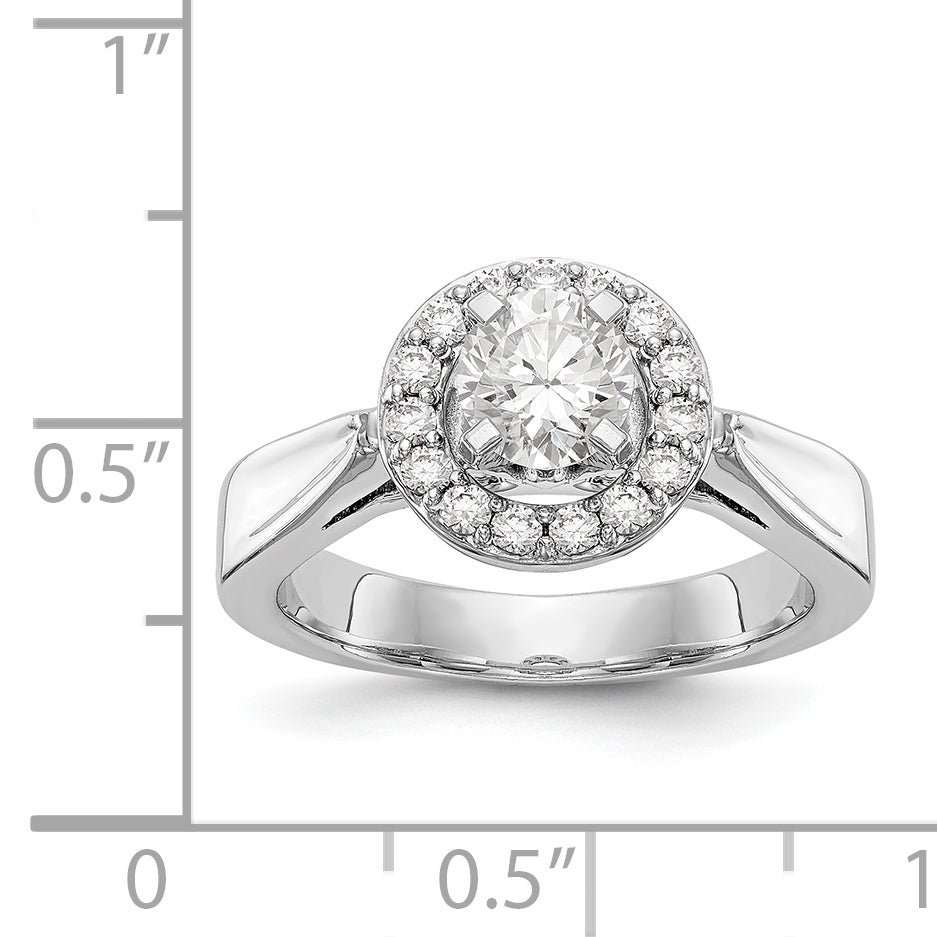 14K White Gold Round Simulated Diamond Halo Engagement Ring