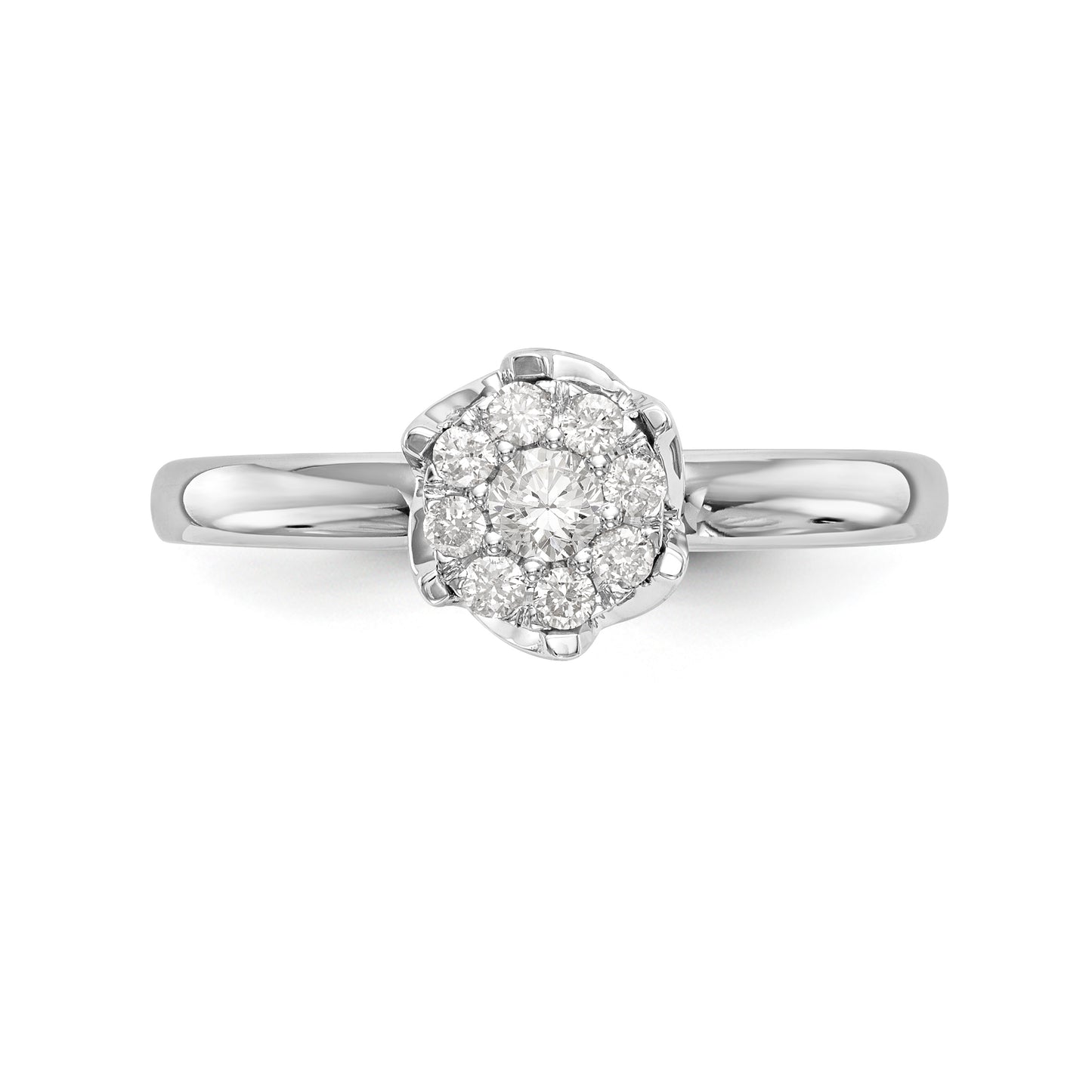 14k White Gold Complete Diamond Cluster Engagement Ring