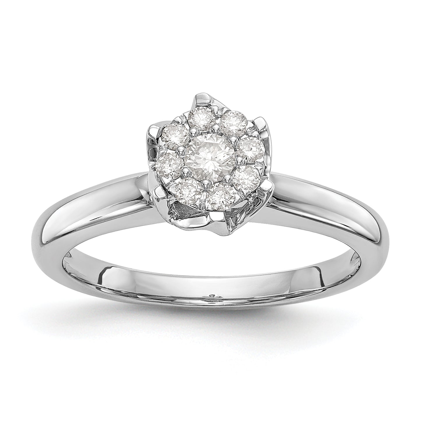 14k White Gold Complete Diamond Cluster Engagement Ring