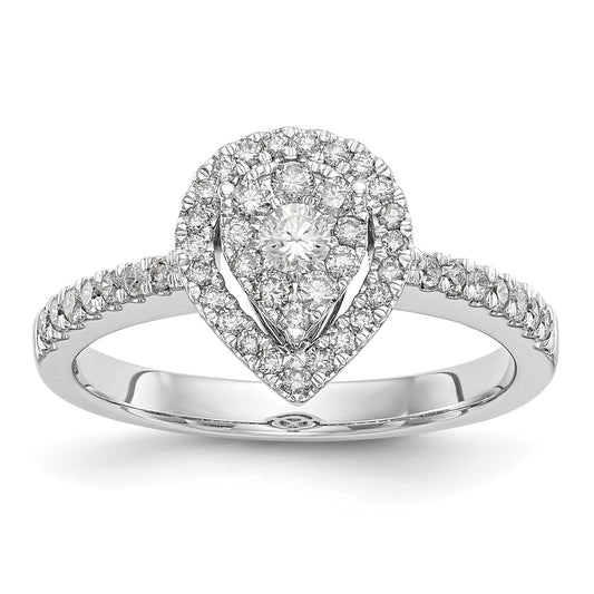 14K White Gold Complete Diamond Cluster Engagement Ring