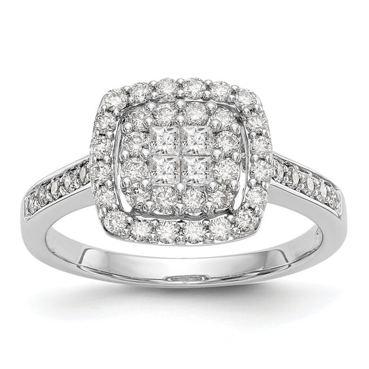 14K White Gold Complete Diamond Cluster Engagement Ring