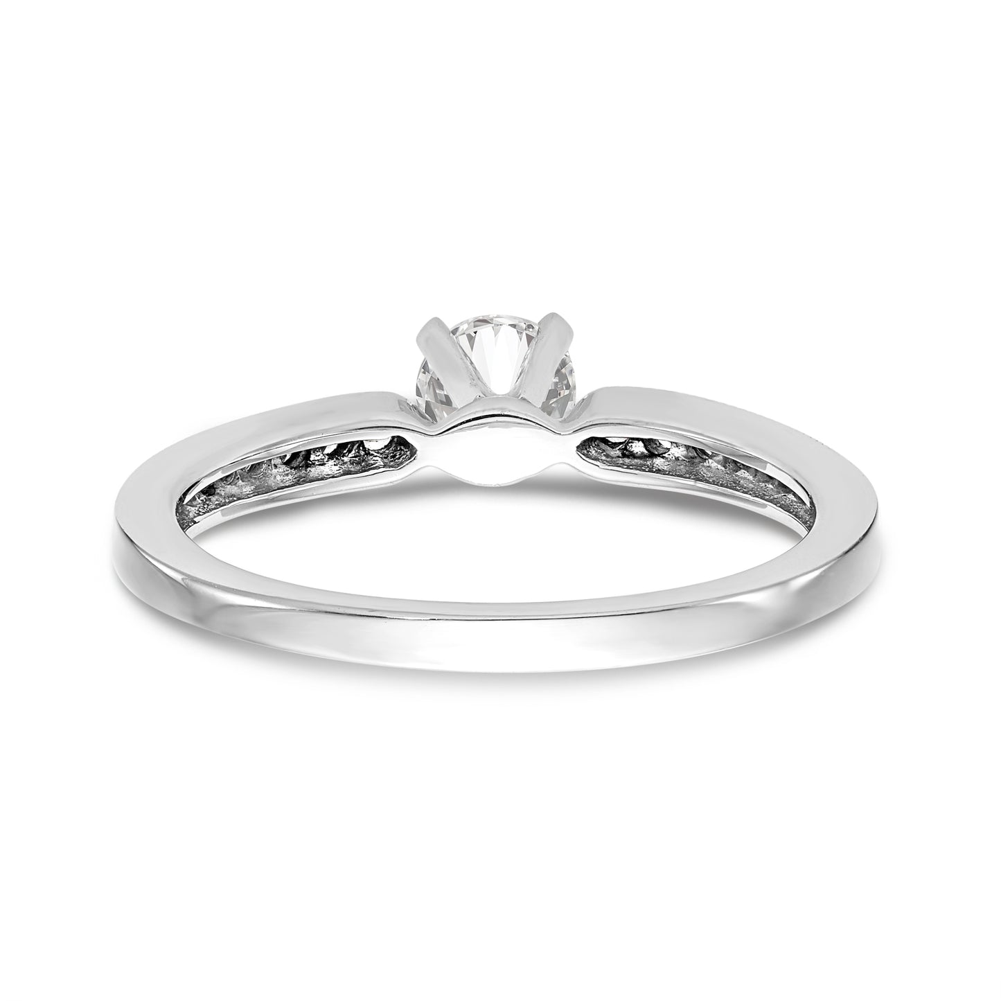 14K White Gold Diamond Peg Set CZ Engagement Ring