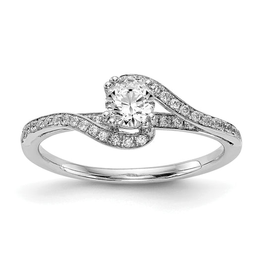 14kw Simulated Diamond By Pass Engagement Ring