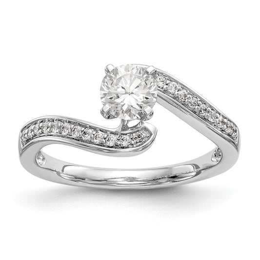 14kw Peg Set Diamond Round CZ By Pass Engagement Ring