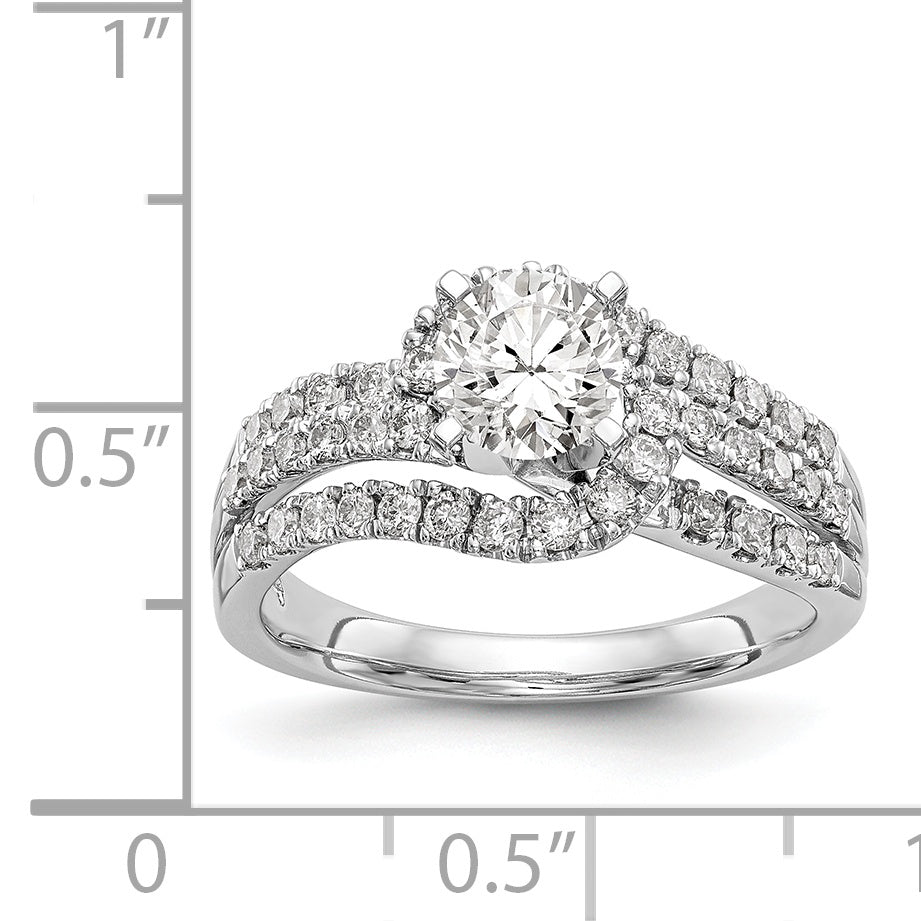 14kw Peg Set Diamond Round CZ By Pass Engagement Ring