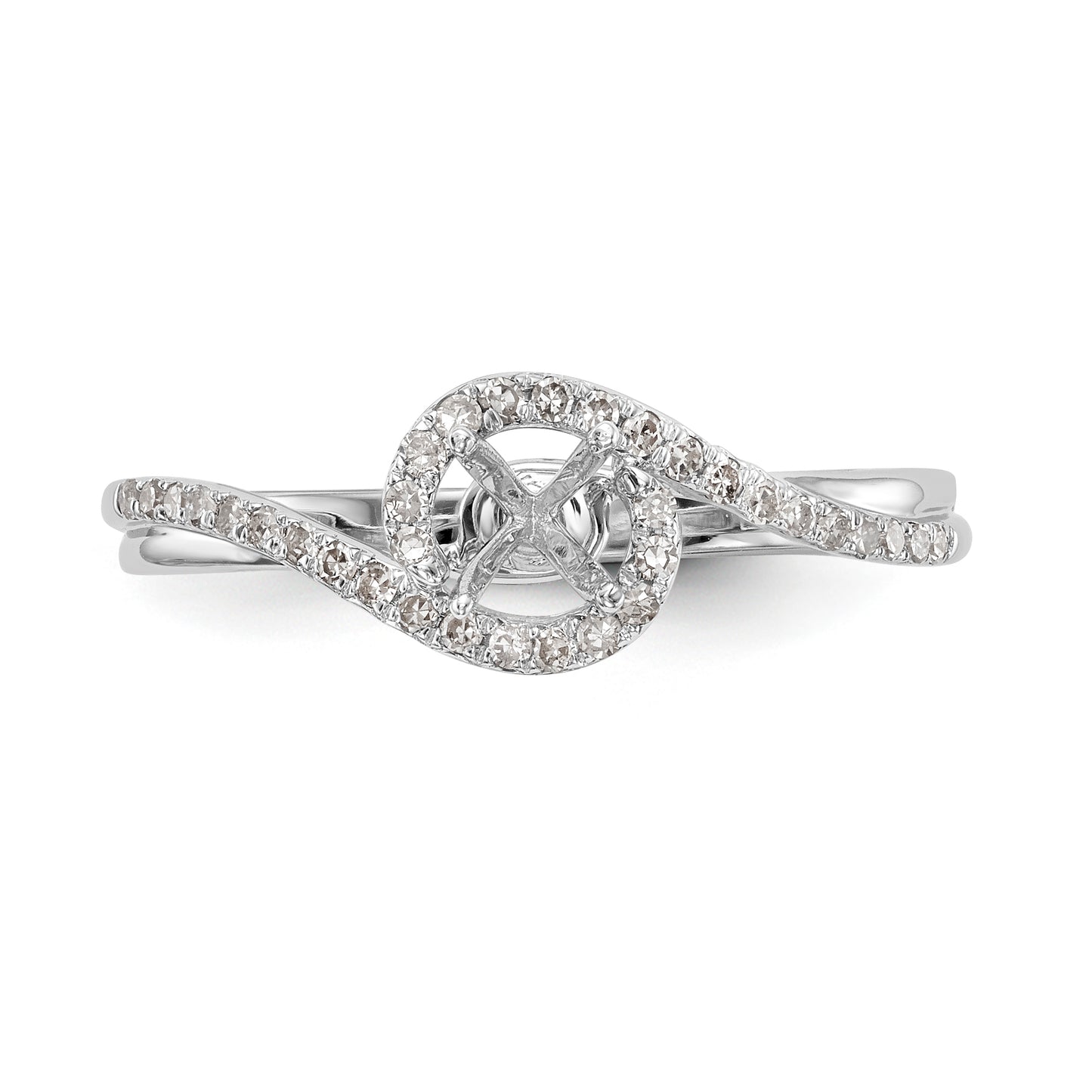 14kw Peg Set Diamond Round CZ By Pass Engagement Ring