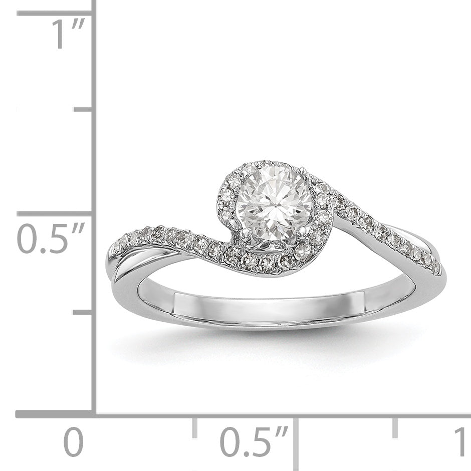 14kw Peg Set Diamond Round CZ By Pass Engagement Ring