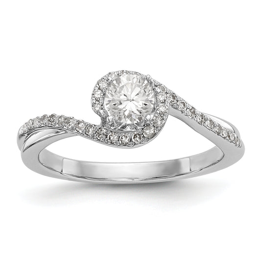 14kw Peg Set Diamond Round CZ By Pass Engagement Ring