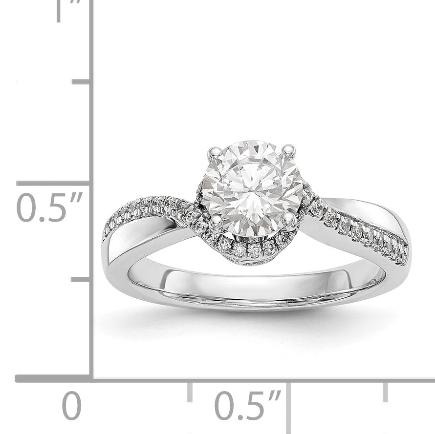 14kw Peg Set Diamond Round CZ By Pass Engagement Ring