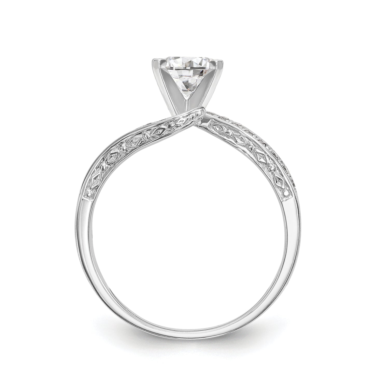 14kw Peg Set Simulated Diamond By Pass Engagement Ring