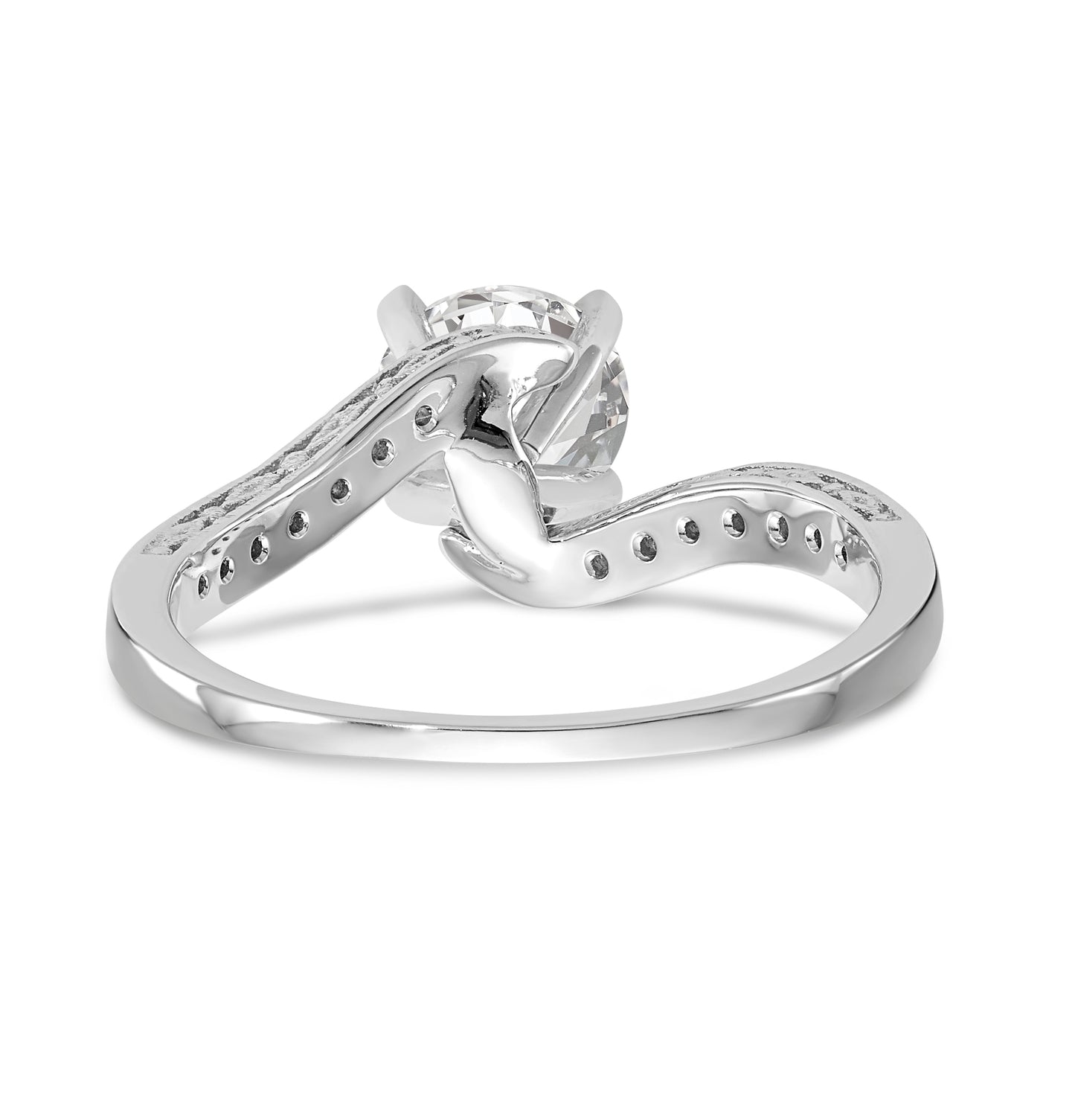 14kw Peg Set Simulated Diamond By Pass Engagement Ring