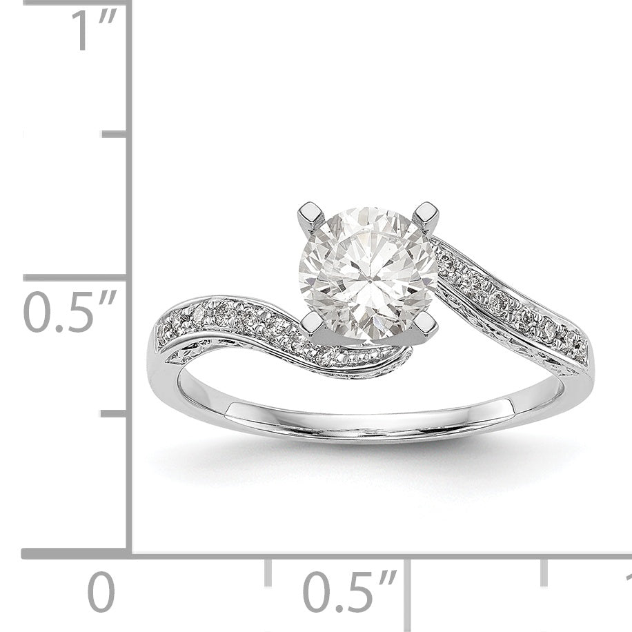 14kw Peg Set Simulated Diamond By Pass Engagement Ring