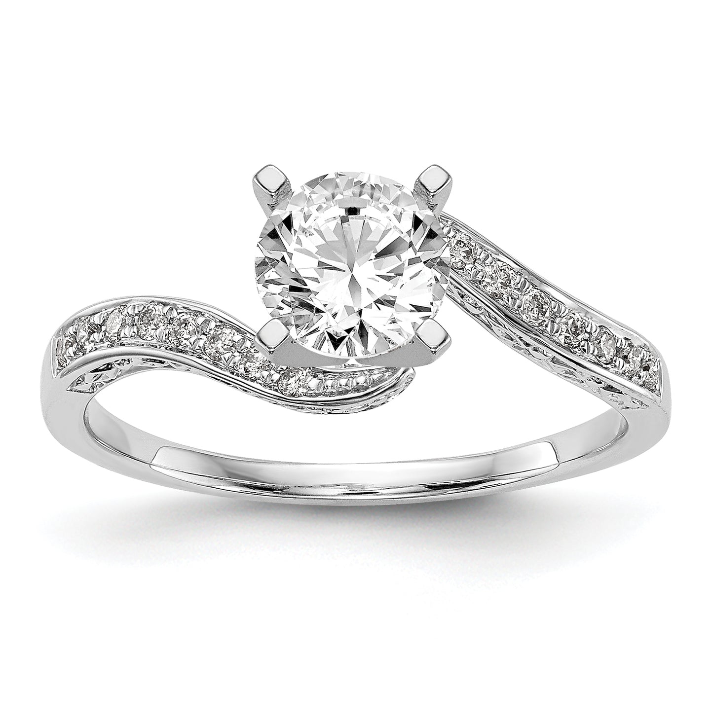 14kw Peg Set Simulated Diamond By Pass Engagement Ring