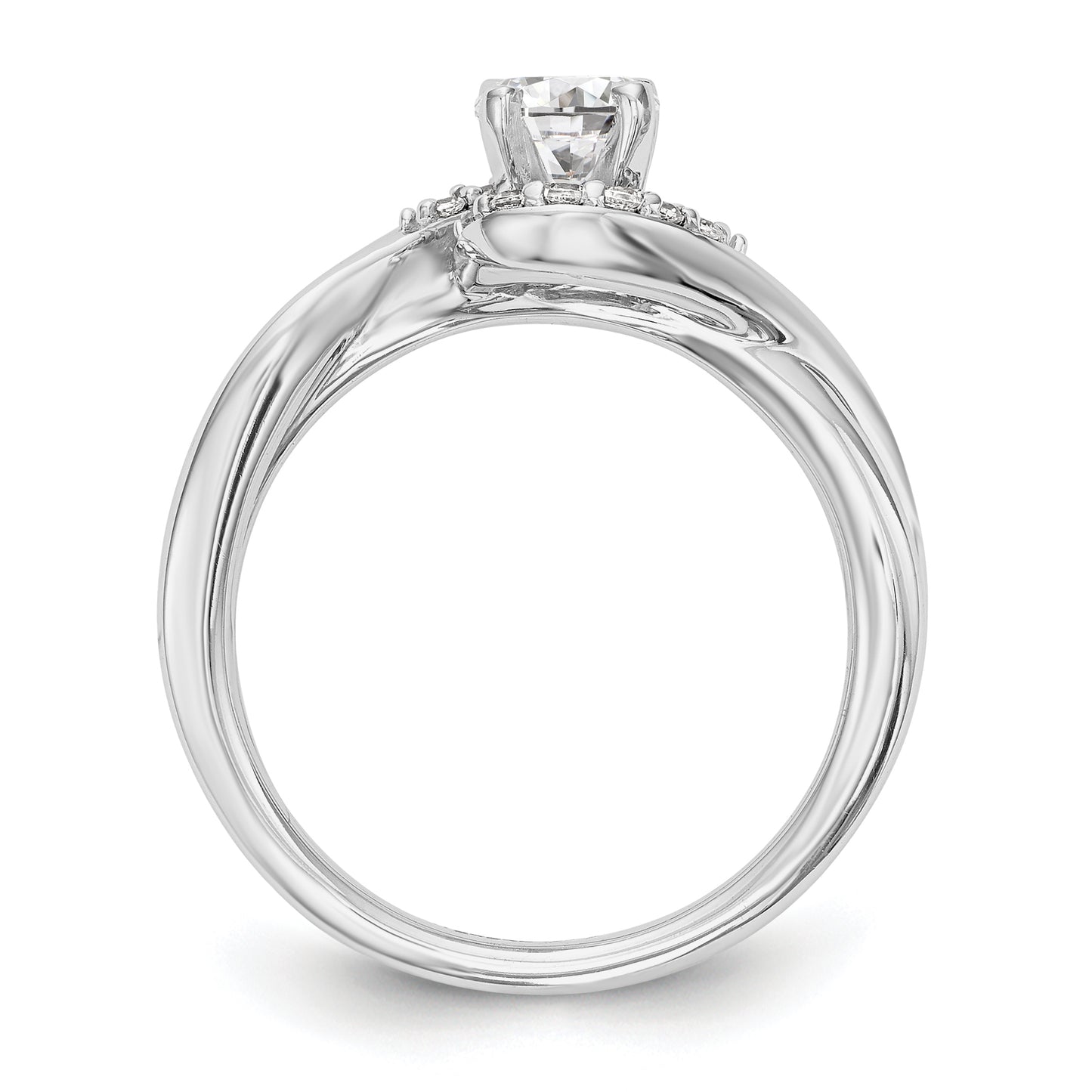 14kw Peg Set Simulated Diamond By Pass Engagement Ring