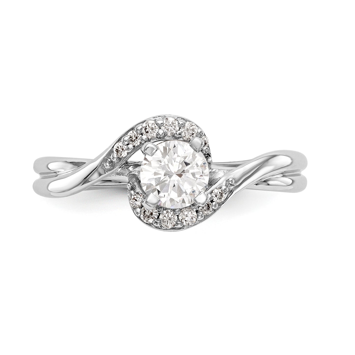 14kw Peg Set Simulated Diamond By Pass Engagement Ring