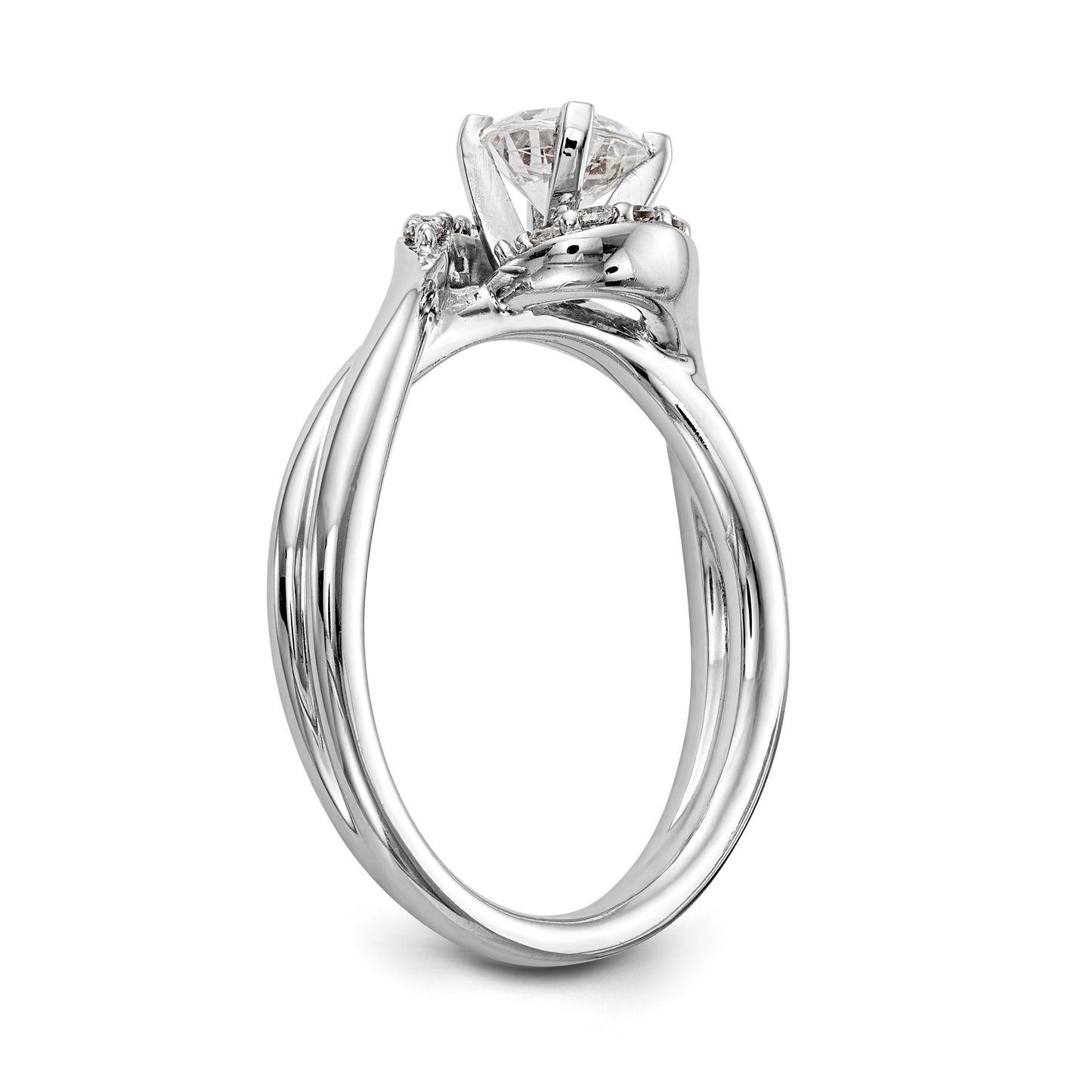 14kw Peg Set Simulated Diamond By Pass Engagement Ring