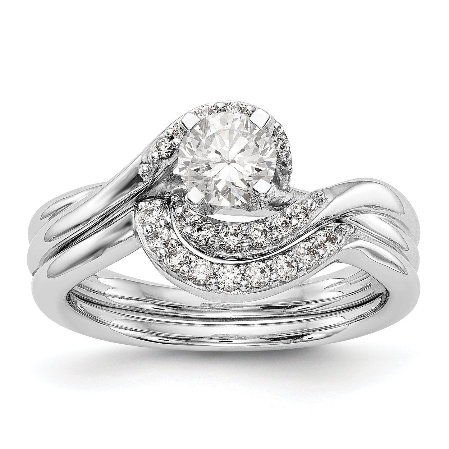 14kw Peg Set Simulated Diamond By Pass Engagement Ring