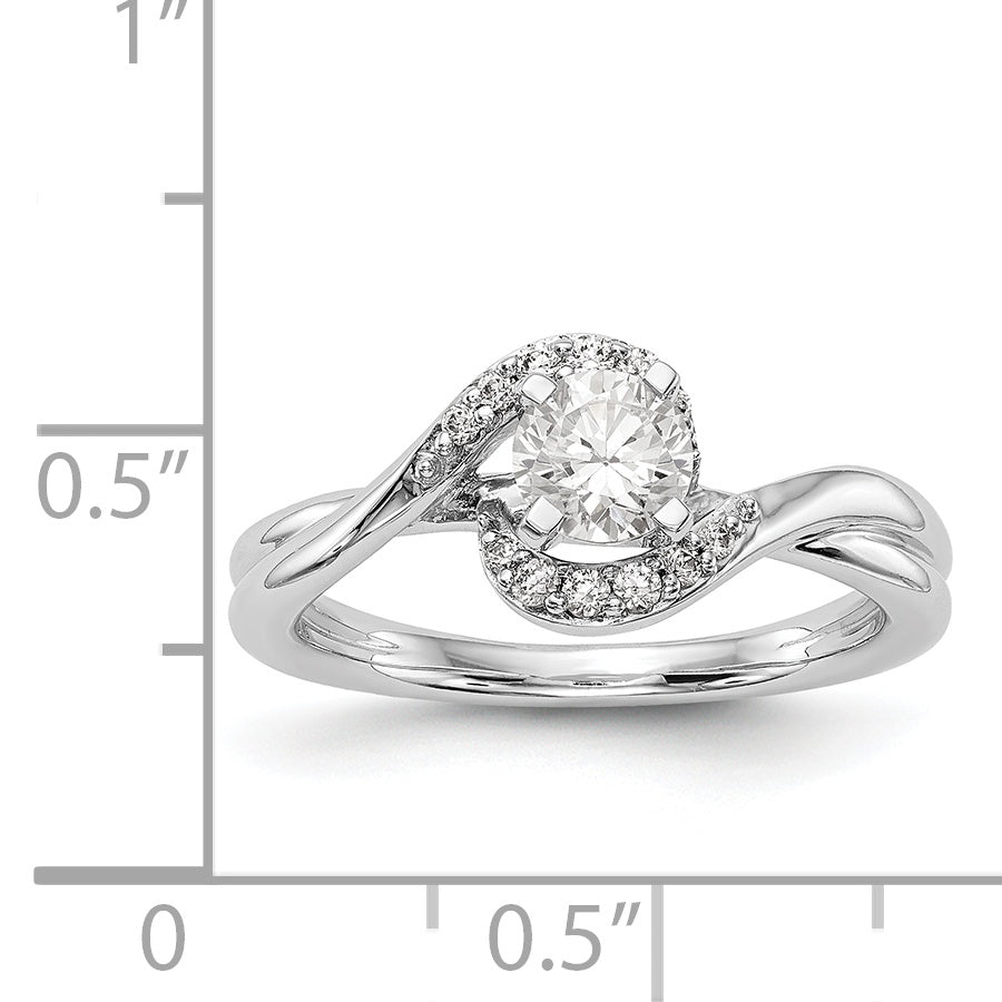 14kw Peg Set Simulated Diamond By Pass Engagement Ring