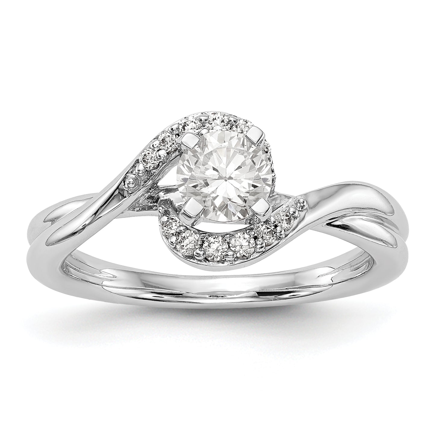 14kw Peg Set Simulated Diamond By Pass Engagement Ring