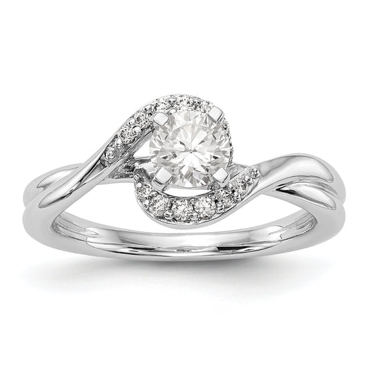 14kw Peg Set Simulated Diamond By Pass Engagement Ring