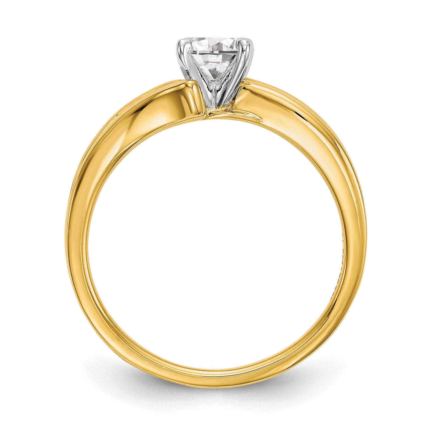 14k Peg Set Simulated Diamond By Pass Engagement Ring