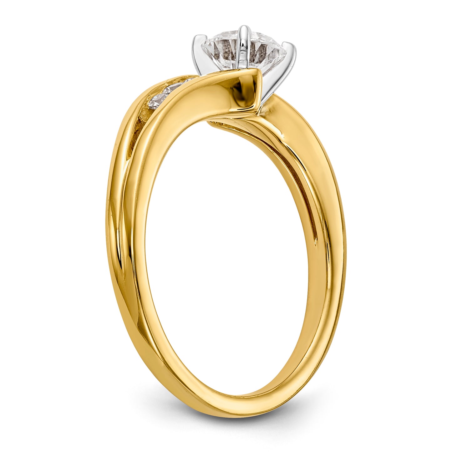 14k Peg Set Simulated Diamond By Pass Engagement Ring