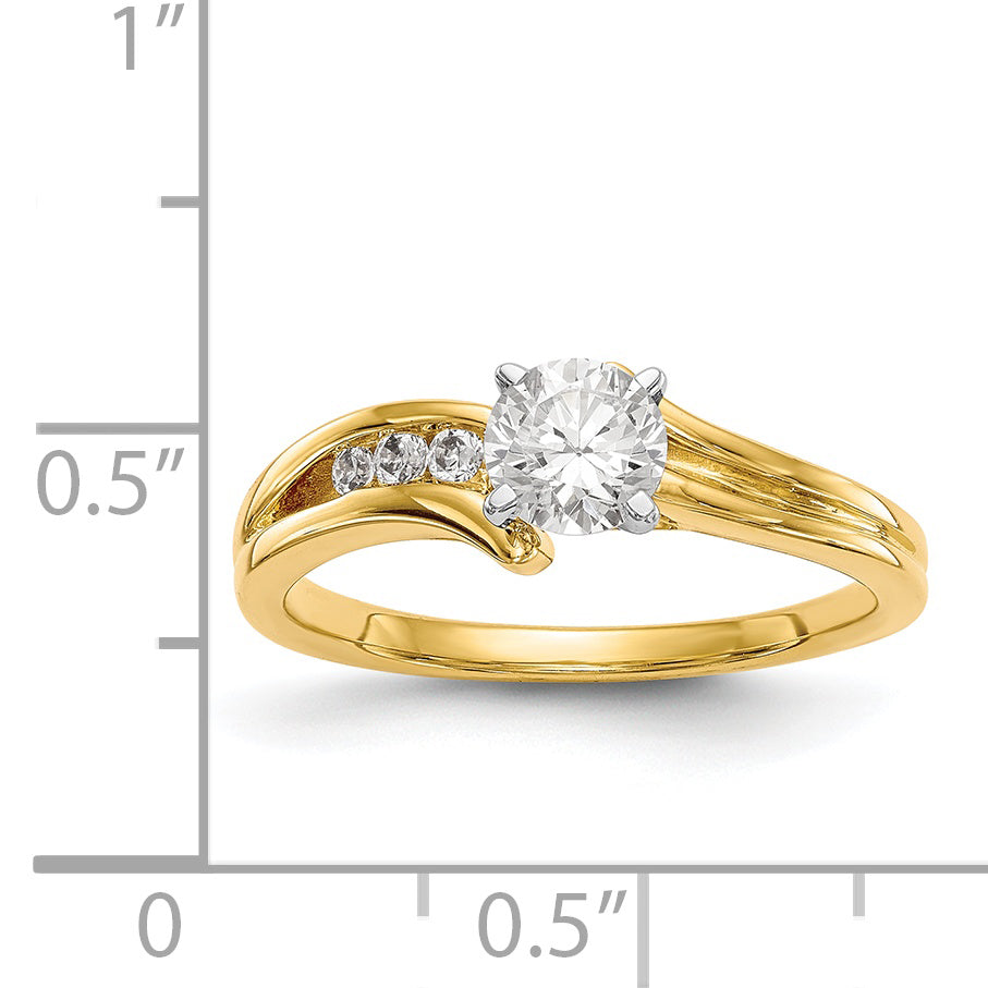 14k Peg Set Simulated Diamond By Pass Engagement Ring