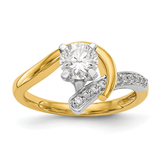 14k Two tone Peg Set Simulated Diamond By Pass Engagement Ring